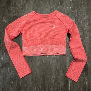 Ryderwear Crop Top Long Sleeve‎ Seamless Athletic Workout Top Coral Pink Small